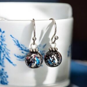 5 For $25💫Small Splattered Paintball Metallic Dangles Earrings